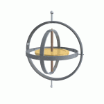 Il giroscopio: si può vedere come nonostante il supporto si muova, l'asse di rotazione rimanga fermo (credit. wikipedia)