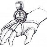 GyroGlove in un bozzetto di studio dove si può notare bene il giroscopio